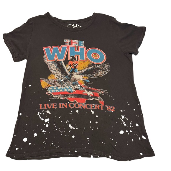 Chaser The Who Live In Concert 82 black graphic beach splatter t shirt S - Picture 1 of 6